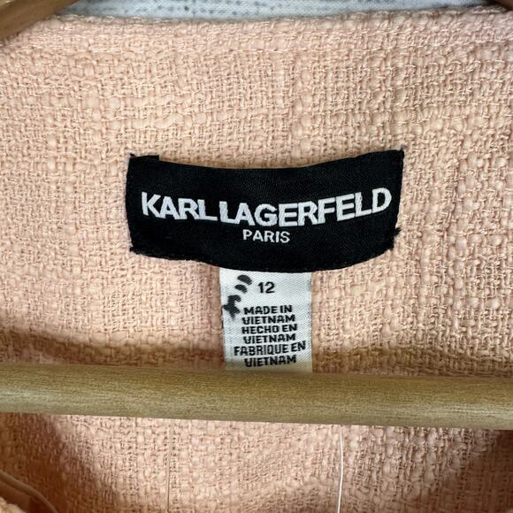 New Karl Lagerfeld Womens size 12 Long Button Front Jacket Blazer Sherbert Pink - Picture 8 of 14